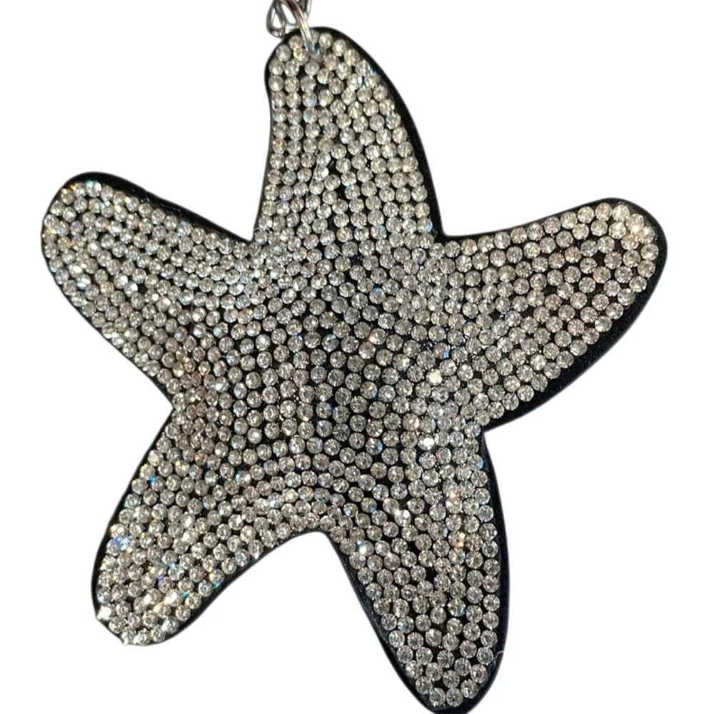 Rhinestone Starfish Bag Charm Keychain
